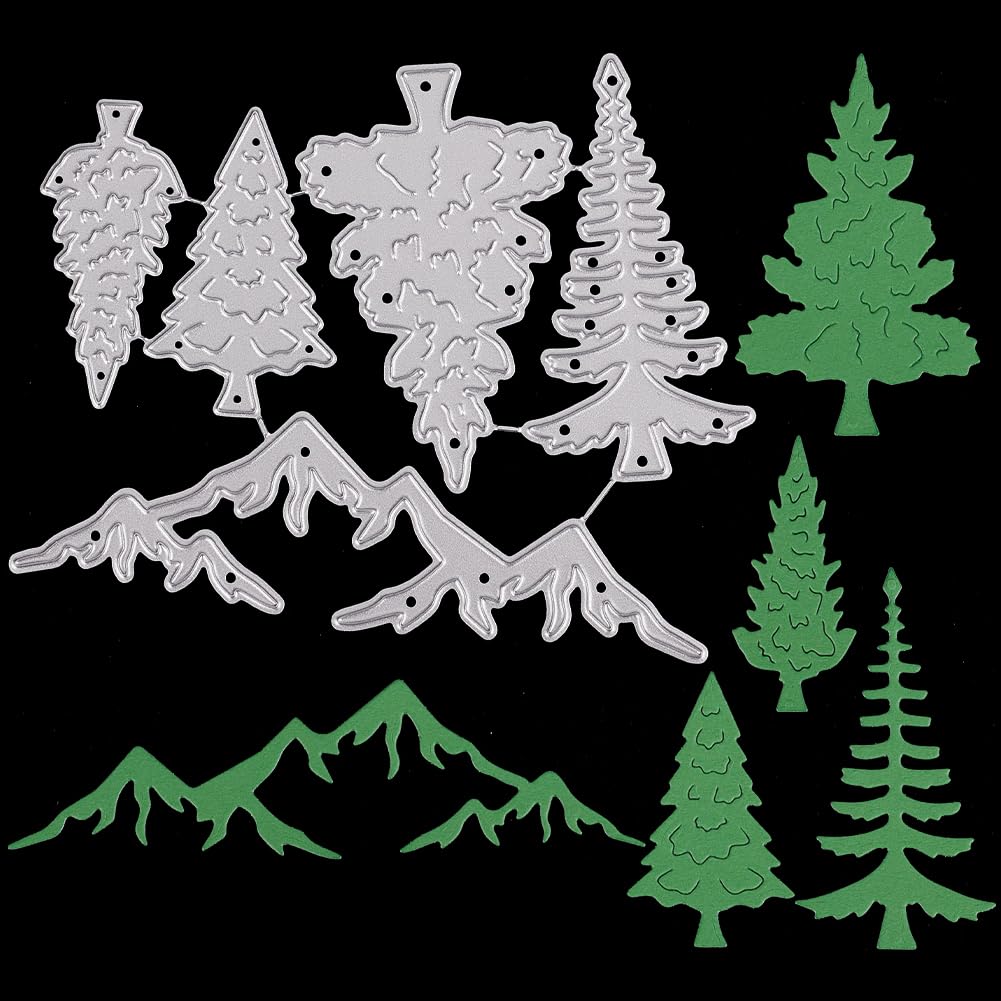 CRASPIRE Christmas Tree Metal Die Cuts Mountain Forest Cut Stencils Pine Tree Plant Merry Christmas Cutting Dies for Holiday DIY Scrapbook Embossing Album Photo Paper Card Craft Festival Decor