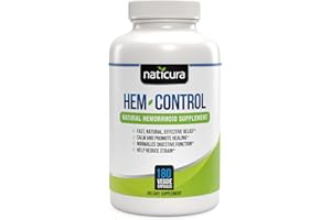 Naticura Hem-Control - Fast Effective Hemorrhoid Treatment Supplement - Powerful Formula to Promote Symptom Relief, Shrinking of Hemorrhoids, Ease Discomfort - 180 Vegan Capsules - Made in USA