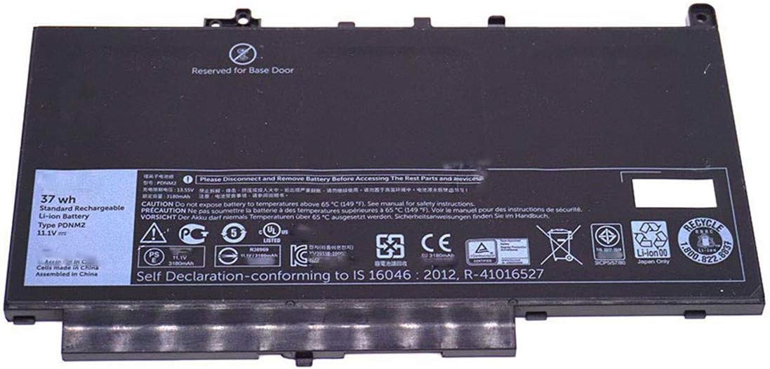 PDNM2 0PDNM2 579TY 0579TY F1KTM 0F1KTM V6VMN 0V6VMN J60J5 Laptop Battery Replacement for Dell Latitude 12 E7270 P26S001 E7470 P61G001 Series Ultrabook Notebook (11.1V 37Wh)