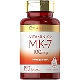 Carlyle Vitamin K2 MK7 100 mcg | 150 Softgels | Bioactive Trans-Form MK7 | Non-GMO &amp; Gluten Free Supplement