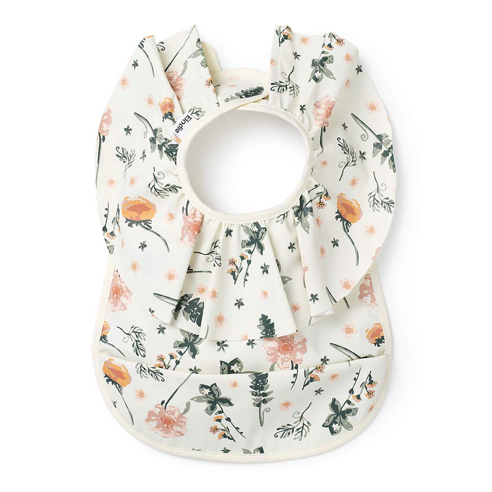 Elodie Details Baby Feeding Bib for Baby and Toddlers, Waterproof with Pocket, Scandinavian Design (Meadow Flower)