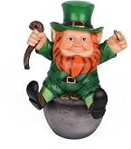 Roman Garden LED-Leprechaun-Statue – 25 Cm, Solar, Kobold Unter Pilz, Für Garten- Oder Außendekoration