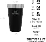 STANLEY Adventure Stacking Beer Pint 0.47L Stainless Steel Travel Mug Matte view 3