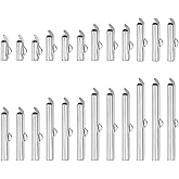 uxcell 160Pcs Slide on End Clasps, 10/13/16/20/25/30/35/40mm Tube Ball Bead Slider Crimp Ends for Multi-Strand DIY Craft Making, Silver White