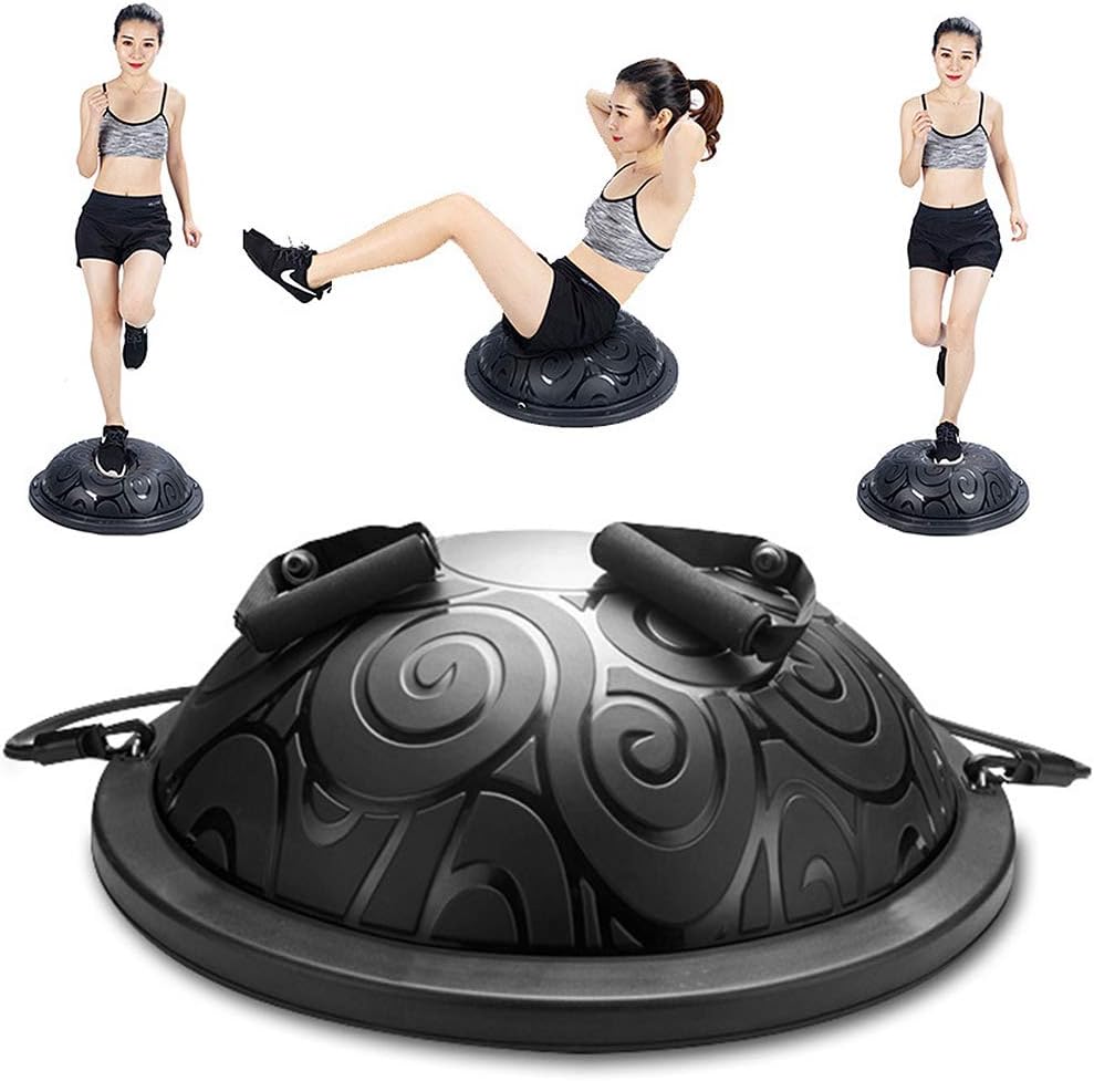 Half Ball Balance Trainer with Straps Yoga Balance Ball Anti Slip for