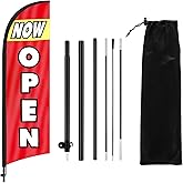 STARVAST Open Feather Flag with Pole and Ground Stake, 7FT Swooper Advertising Banner Sign for Business Storefronts, Shops Outdoor Promotions, Red