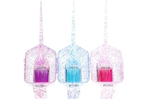 Colortrak 3 Pack Mini Glitter Trio Brush & Bowl Set, Small Brushes with Colorful Feather Bristles, Stackable Color Bowls with Non-Slip Rubber Rings, Easy Handling, 3 Sets Total