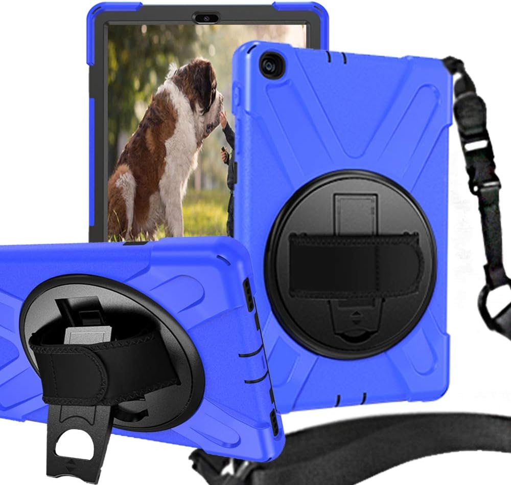 Rantice Samsung Galaxy Tab A 10.1 2019 Case, Heavy Duty Rugged Shockproof Drop Protection Case with 360 Stand, Handle Hand Strap & Shoulder Strap for Galaxy Tab A 10.1 SM-T510/T515 2019 (Blue)