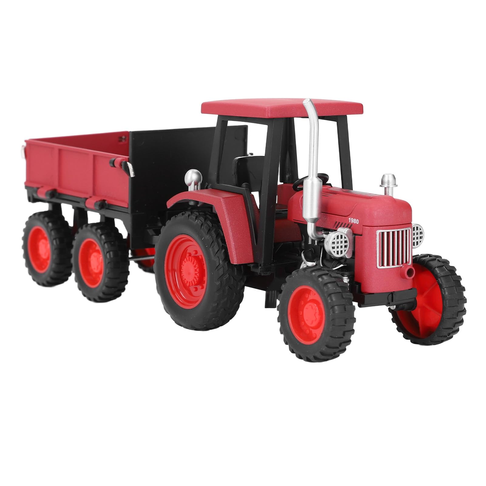 Kids Tractor Toy, Vintage Tractor Toy for Kids 4 Wheel, Trailer Model Vehicle Ornament, for Daily Entertainment Or Desk Decoration (Red)