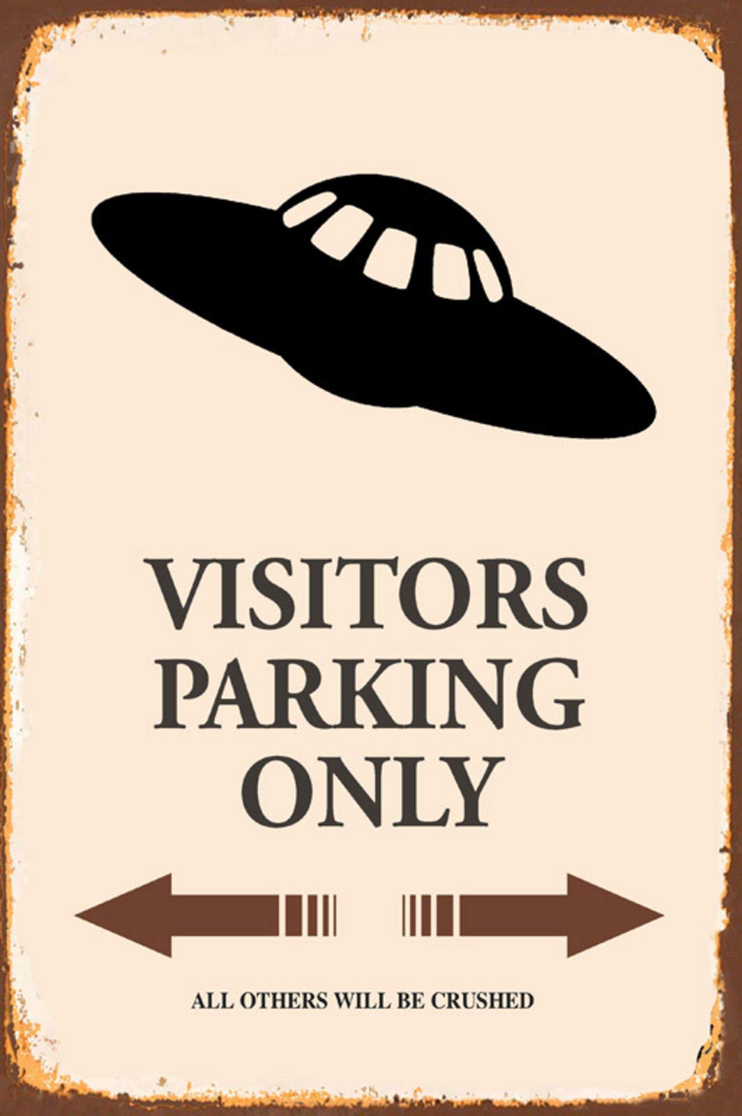 Tin Sign UFO Visitors Alien Parking Only Metal Sign Wall Decoration 20 x 30 cm Tin Sign