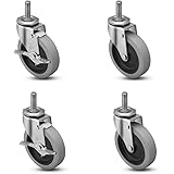 Wire Rack and Small Cart 4" Caster Kit - 4 Pack - 3/8" x 1-1/2" Threaded Stem