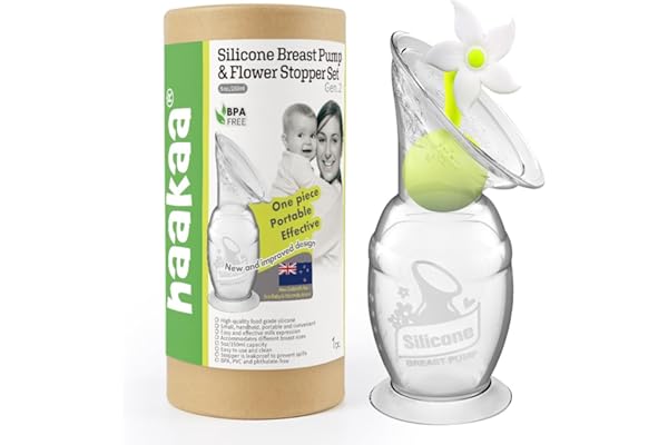 Haakaa Manual Breast Pump Silicone Breast Pump Milk Saver Milk Pump with Suction Base and Flower Stopper 100% Food Grade Sili