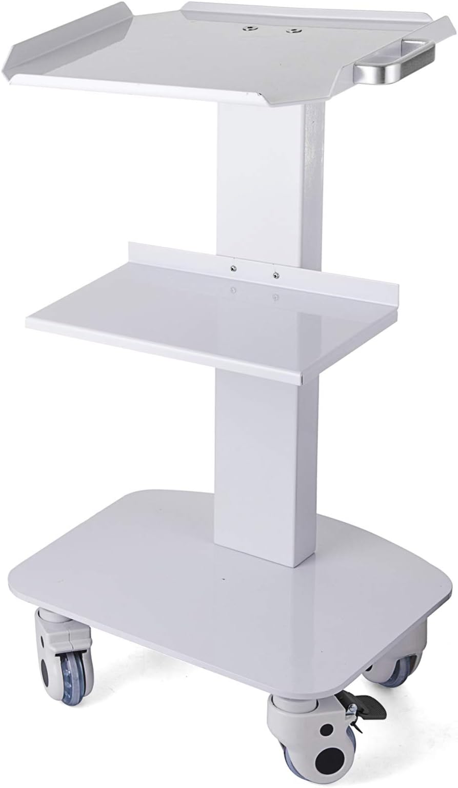 VEVOR 3-Layer Medical Lab Cart White Rolling Trolley Utility Cart with Wheels
