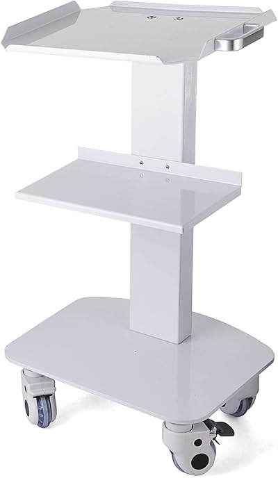 VEVOR 3-Layer Medical Lab Cart White Rolling Trolley Utility Cart with Wheels