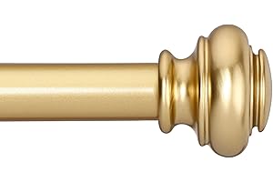 SIMEWIN Heavy Duty Curtain Rods for Windows 28 to 48 Inches, 1 Inch Gold Curtain Rod for Bedroom, Living Room, Patio, Kitchen, Adjustable Curtains Rods with Classic Finials, Gold Finishing