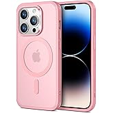 ESR for iPhone 14 Pro Max Case, Compatible with MagSafe, Shockproof Military-Grade Protection, Yellowing Resistant, Magnetic Classic Hybrid Case (HaloLock), Frosted Pink