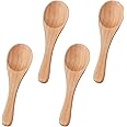 4pcs Handmade Small Wooden Spoons, 3.93x1.18 Inch Wooden Color Mini Condiment Spoons Tiny Spoons Wooden Serving Utensils Teas