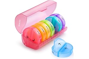 Sukuos Weekly Pill Organizer 7 Day 2 Times a Day, Large Daily Pill Box Easy to Open, AM PM Pill Case for Medicine/Vitamin/Fish Oil/Supplements (Red)