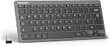 TECKNET 2.4G Wireless Keyboard Grey Ultra Slim 14 Shortcuts 12 Month Battery