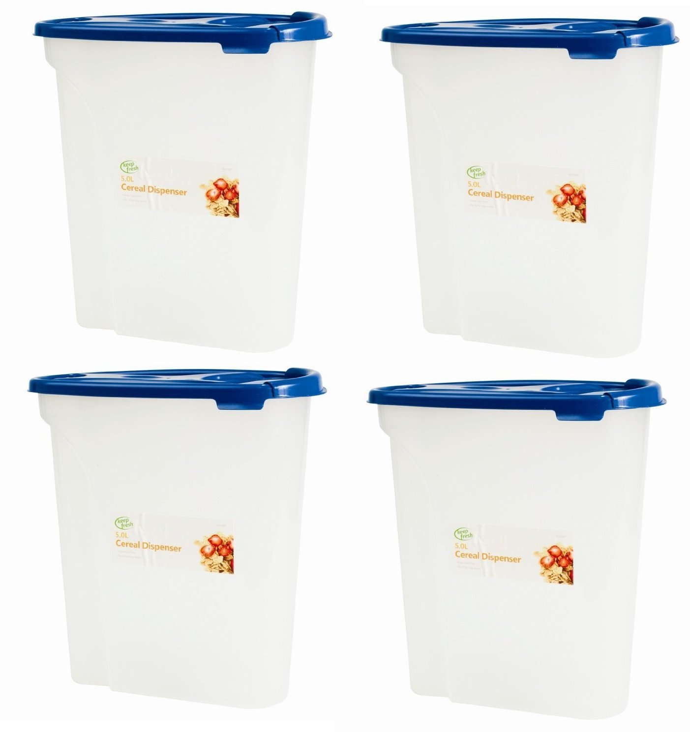 2 x 5L Cereal Dispenser Storage Box Lid Food Rice Pasta Container Tub Dry Bin