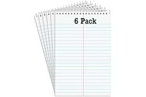 MANALOOM Steno Pads Notebooks, Top Bound Spiral Steno Book -Stenos Note Pads Gregg Ruled, White, 80 Sheets Per Steno Notepad - 6 x 9 Inch - Great for Note-taking and Making To-do Lists - 6 Pack