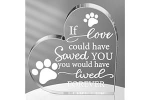 Chunful Pet Memorial Gift Sympathy for Loss Remembrance of Dog Cat Pet Keepsake Memorial Bereavement Crystal Acrylic Heart Decor Condolence Gifts for Loss of Loved One(If Love Could)