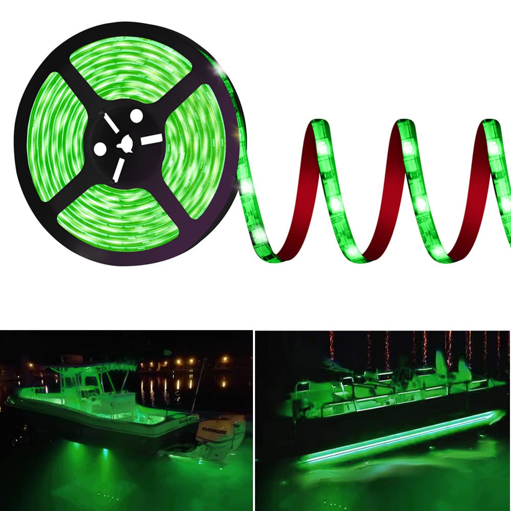 Photo 1 of HOKIION Pontoon Led Boat Lights, 12V 20FT Marine Led Strip Lights, Waterproof Boat Interior Light, Boats Deck Light, Night Fishing Lighting with Extension Cable for Boats (Green)