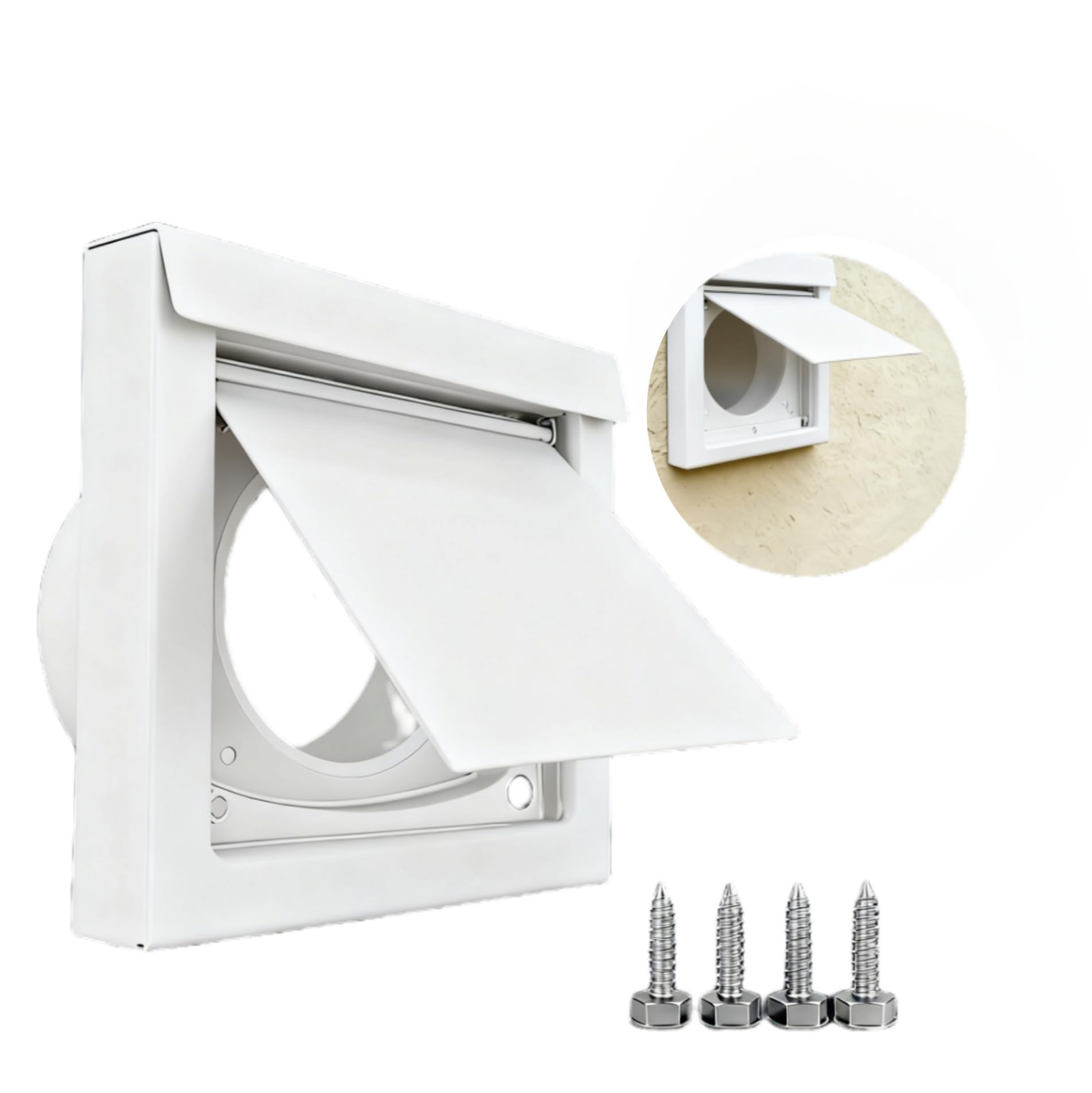 Photo 1 of CulinaryEdge Magnetic Dryer Wall Vent Cover Outside Exterior 4 Inch, Bathroom Exhaust Fan Hood Duct Vent Kit Cover Outdoor?White?