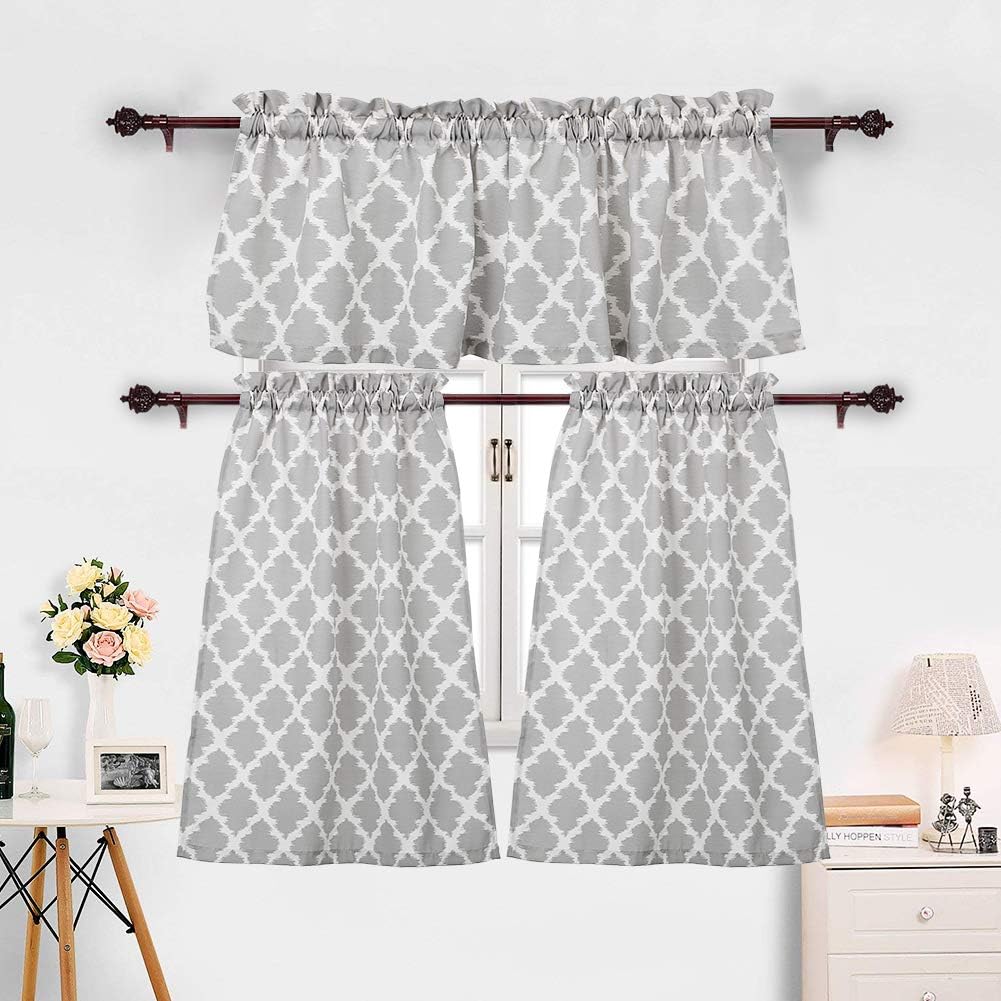 Amazon Com 3 Pieces Kitchen Curtains Set Moroccan Cotton Blend