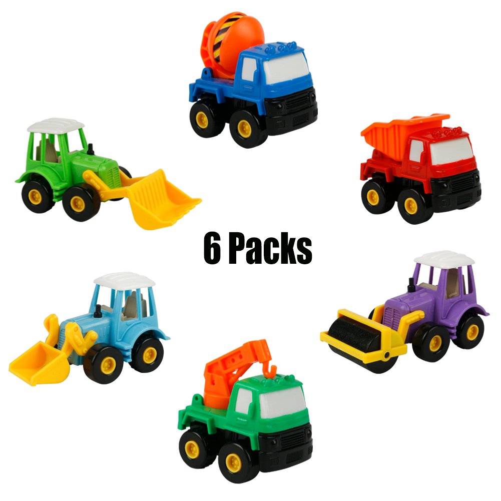 Truck Toy Car Construction Toys Pull Back Vehicles Best Party Supplies Favors Christmas Birthday Gifts for Kids Boys Girls 3 Years and Up, 6pcs(Color Vary)