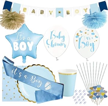 Olilly Baby Shower Decoration Kit Box For 6 People With 84 Pieces Amazon De Kuche Haushalt