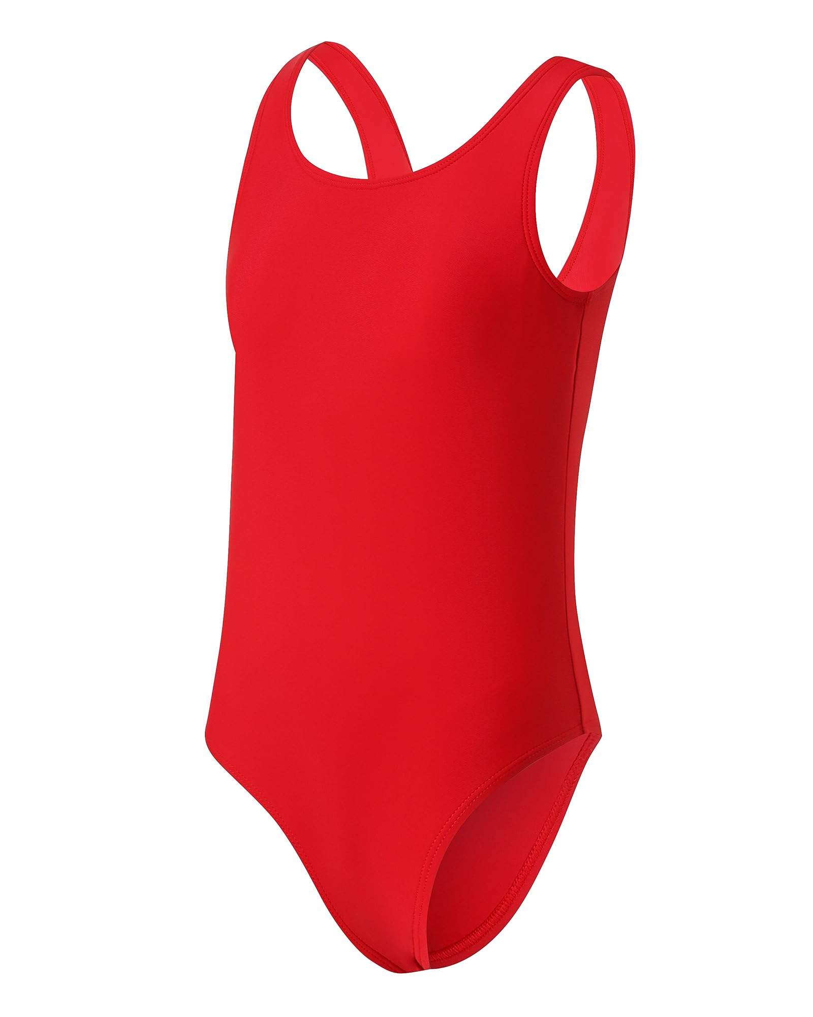 Photo 1 of Yizuoding Girls Swimsuits for Girl One Piece Swimsuit Solid Color Girls' Swimwear Cute Girl Bathing Suit Quick Dry Beach Kids Swimsuit for Teens Red 12-14Y 005