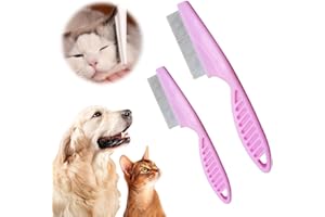 ROWPOZ Multifunctional Pet Hair Comb Tear Stain Removal, 2024 New Pets Grooming Comb Kit 2 in 1 Dog/Cat Comb Tooth Stainless Grooming Massage Comb Suitable for Small Dogs Puppies (1 Set, Pink)