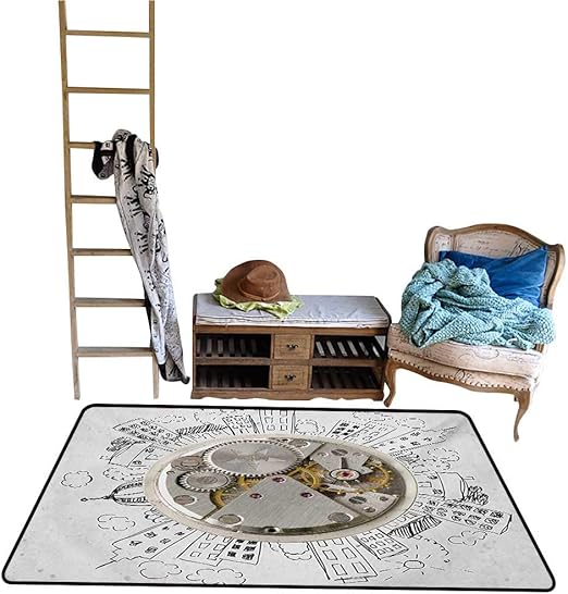 Amazon Com Non Slip Floor Mat An Alarm Clock With Clouds And