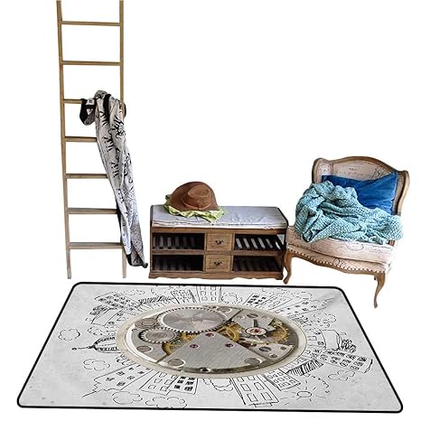Amazon Com Decorative Floor Mat An Alarm Clock With Clouds