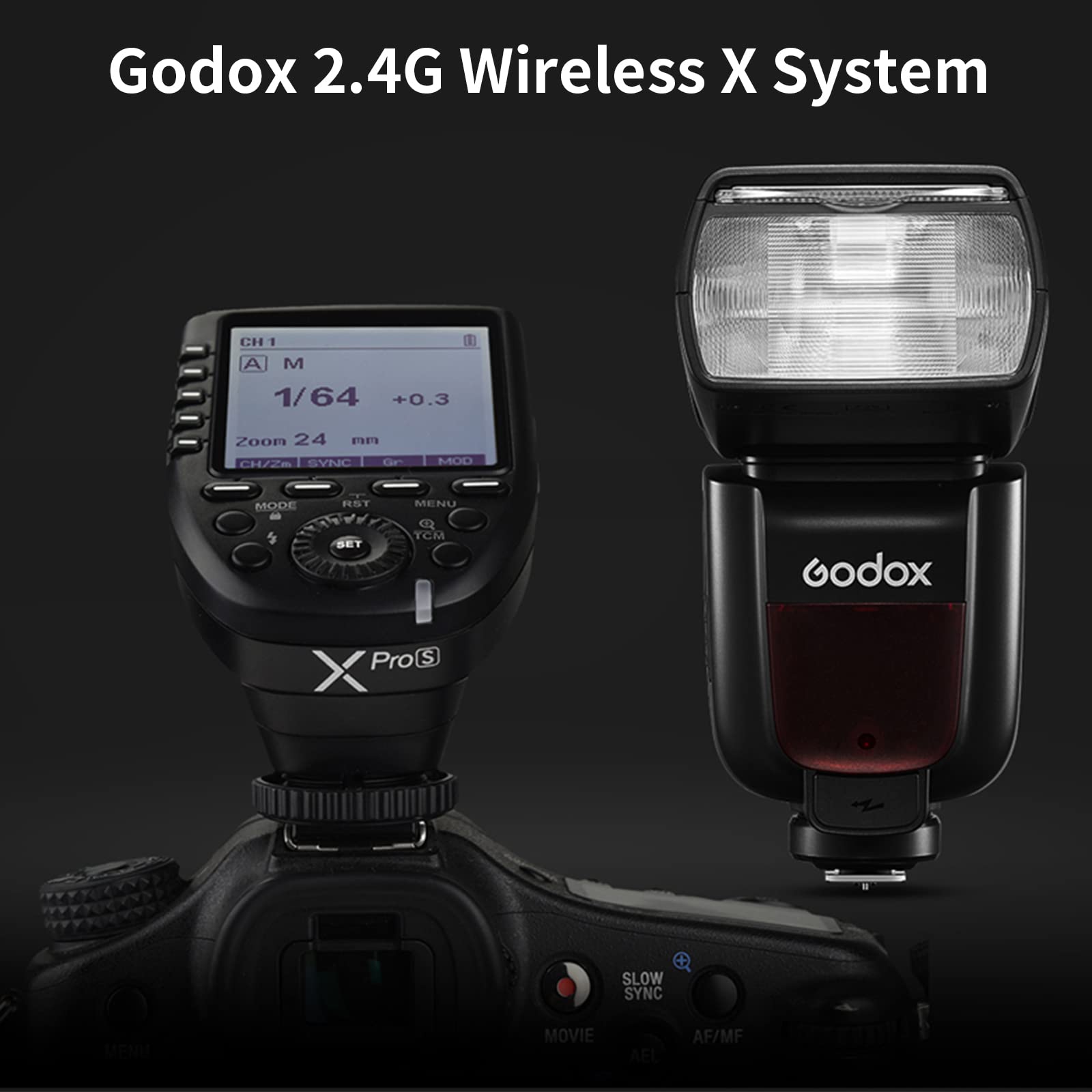 GODOX TT685II-S TTL High-Speed Sync 1/8000s GN60 2.4G Wireless Master Slave Off Flash Speedlite Speedlight Compatible for Sony Cameras with Diffuser, Filter, USB Light