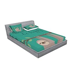 Ambesonne Cartoon Fitted Sheet & Pillow Sham