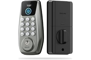DESLOC C110 Fingerprint Keyless Entry Door Locks, Front Door Smart Lock Deadbolt with 2 Keys, Auto-Lock, Backlit Keypad, 12 M