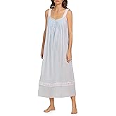 Eileen West Sleepwear & Loungewear for Women – Dobby Stripe Collection - 100% Cotton Lightweight Sleeveless Long Nightgown