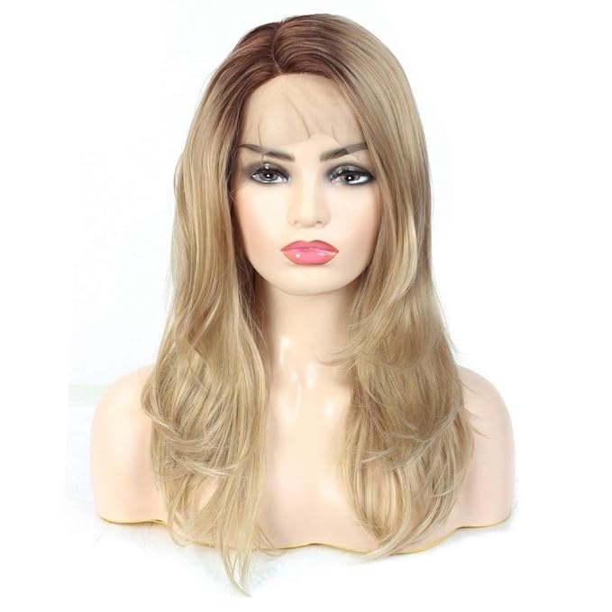 Aokiya Blonde Lace Front Wig Ombre Long Natural Wavy Honey