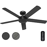 Hunter Fan 52 Inch Black Indoor/Outdoor Ceiling fan with Remote for Porch, Living Room, Office, Kitchen (Renewed)