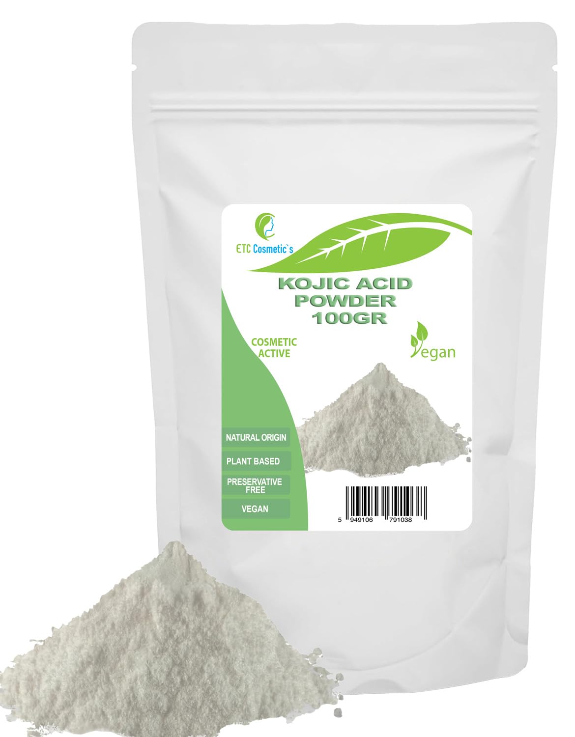 Kojic Acid Powder - 100 Gr - can be incorporated into skin care formulations designed to lighten skin tone, moisturizers, creams, lotions, gels, fluids, serums, soaps