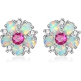 CiNily Flower Earrings,Opal Stud Earrings Sterling Silver or White Gold/Rose Gold Plated Ladies Flower Stud Earrings Cute Unique Earrings for Girls