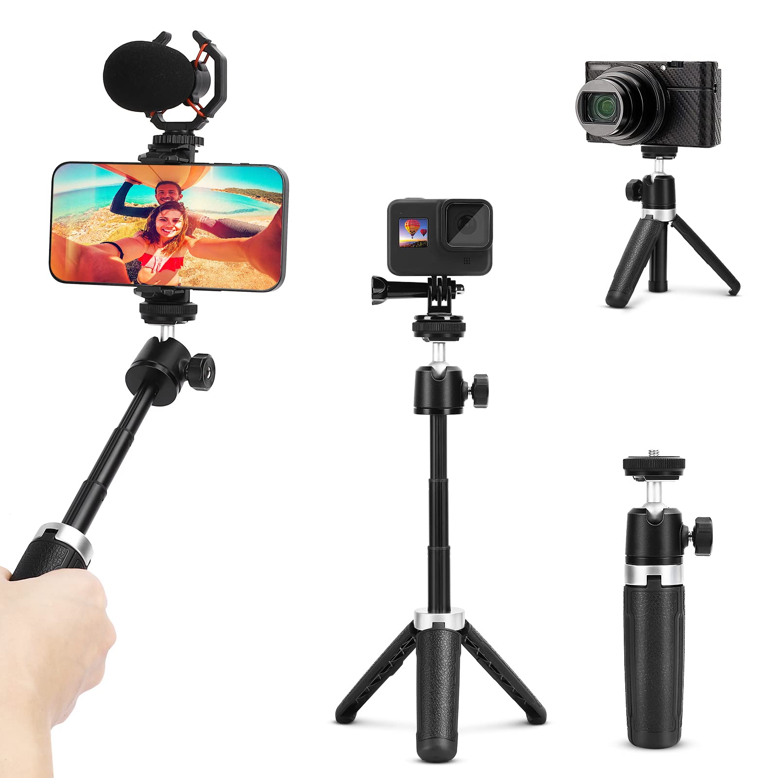 Mini Selfie Stick Tripod compatible for Gopro hero 12/11/10/9/8,OSMO action 3, Insta360, smartphone, Extendable handle