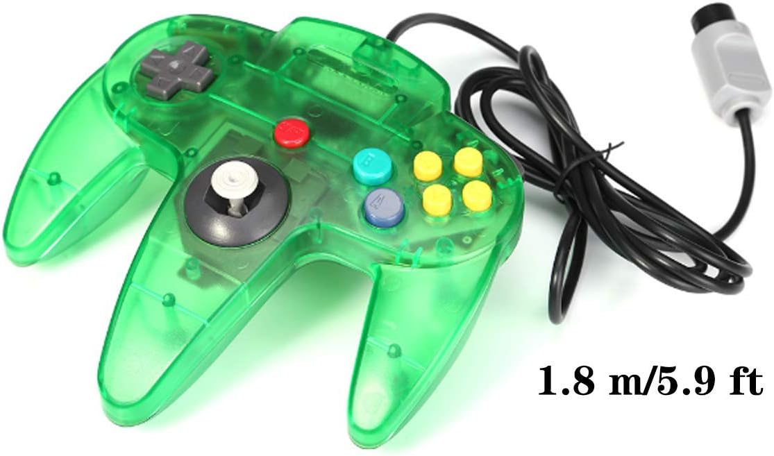 ZeroStory Classic N64 Controller, Wired N64 Controller Joystick with 5.9 Ft N64 AV Cable for N64 Video Game Console (Transparent Green and Transparent Purple): Computers & Accessories