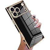 KANGHAR Case Compatible with iPhone 17 Pro Max Luxury Cute Plating Design Case Full-Body Anti-Scratch Shockproof Bumper Protective Cover Designed for iPhone 17 Pro Max 6.9 Inch Black
