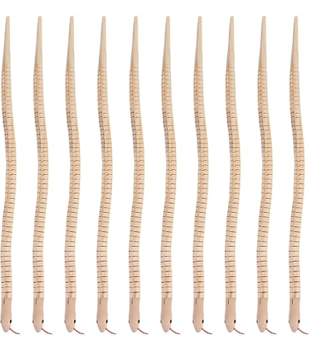 FORWOMLM 10 Unfinished Wooden Snake Crafts With Paints - Flexible Wiggle Snakes, 12 Acrylic Colors & 2 Brushes For DIY Art - View #2