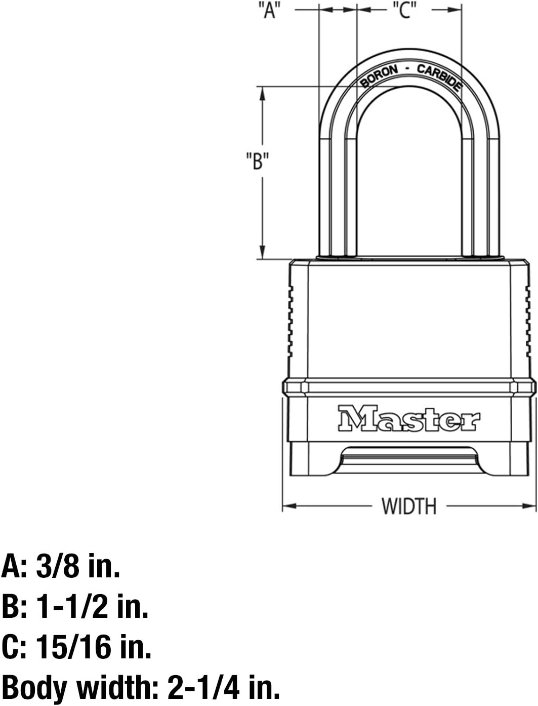 Master Lock M175XDLF Heavy Duty Outdoor Combination Lock, 1-1/2 in. Shackle, Brass Finish - Combination Padlocks - 