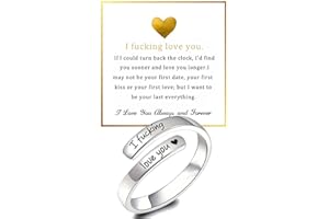 DIOWUS I F♡cking Love You Ring For Women, Hope Rings Adjustable Stainless Steel Silver Promise Jewelry Gift