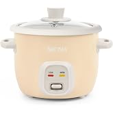 AROMA&reg; Mini Rice Cooker, 2-Cup (Uncooked) / 4-Cup (Cooked), Grain Cooker, Soup Maker, Oatmeal Cooker, Auto Keep Warm, 1 Qt, Milk Tea, ARC-302NGMT